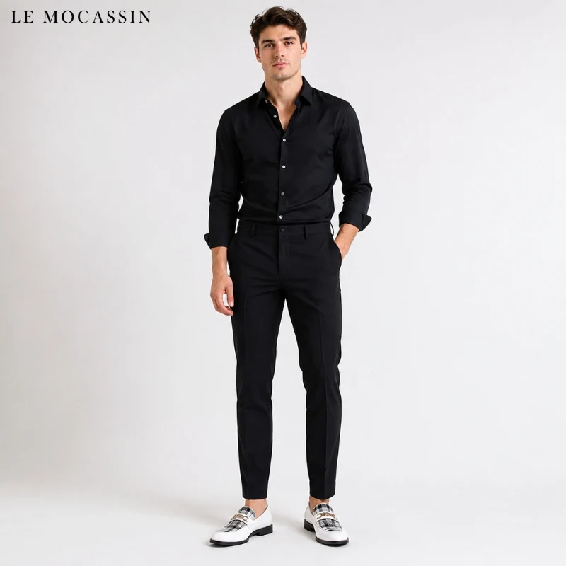 Mocassins Souples Effet Cuir Tendances Avec Boucle Dorée Pour Homme