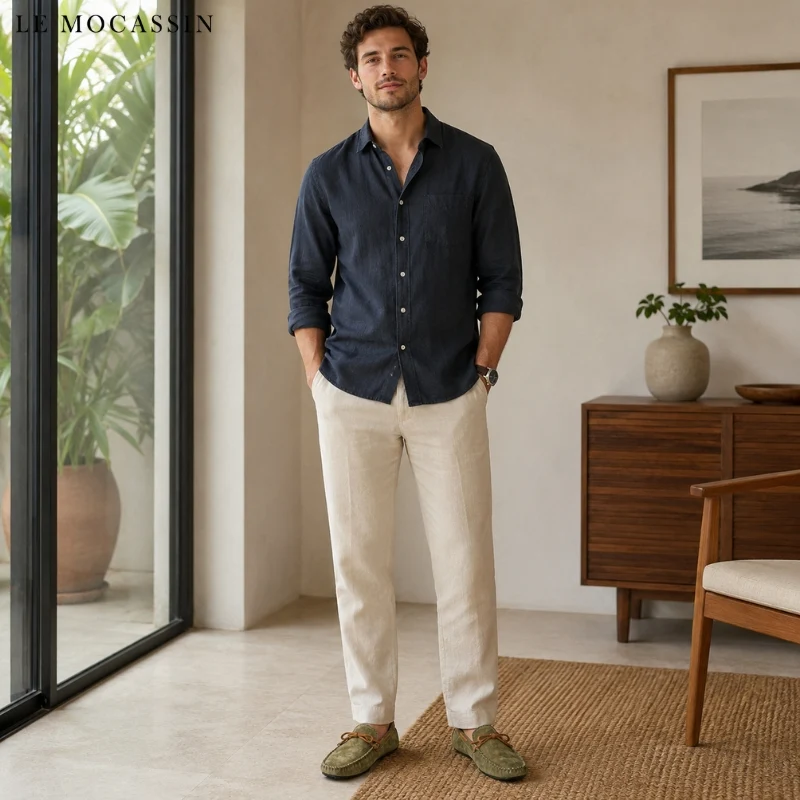 Mocassins Souples Antidérapants En Daim Pour Homme