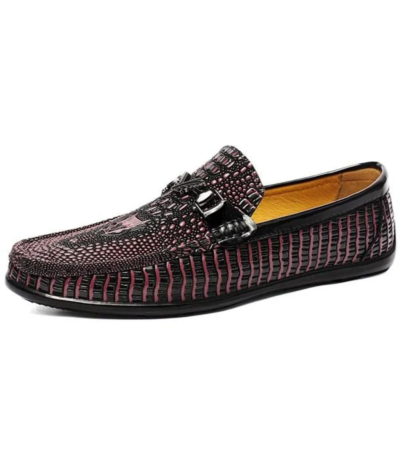Mocassins Pour Hommes Effet Cuir Vernis Peau De Serpent