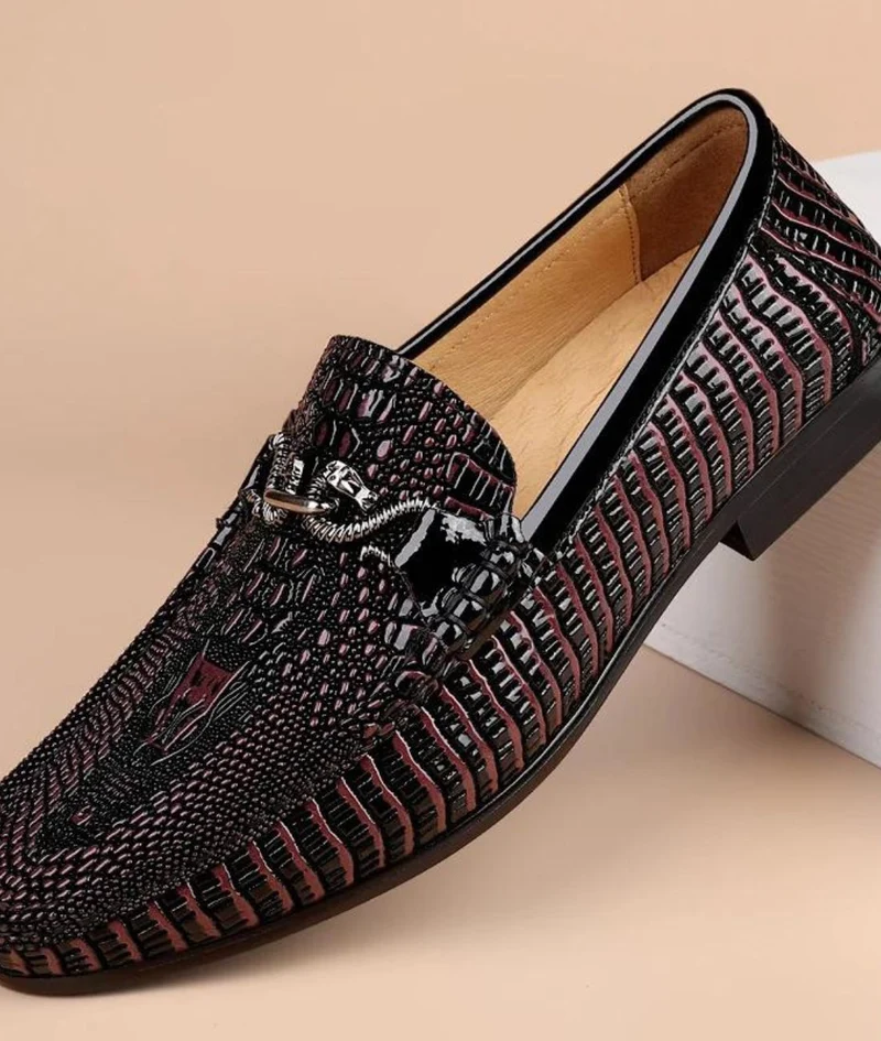 Mocassins Pour Hommes Effet Cuir Vernis Peau De Serpent