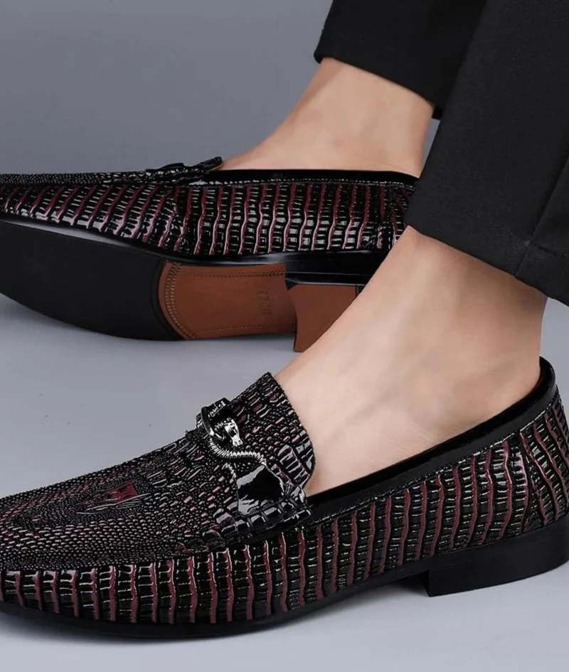 Mocassins Pour Hommes Effet Cuir Vernis Peau De Serpent