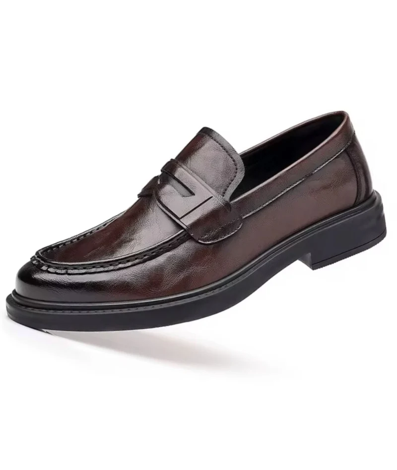 Mocassins Pour Homme En Cuir Véritable De Couleur Marron
