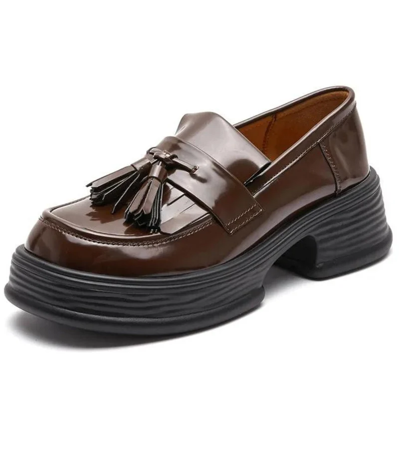 Mocassins Vernis À Franges Pour Femme
