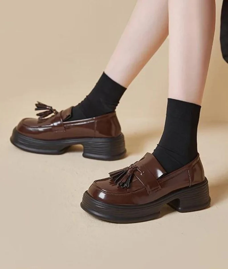 Mocassins Vernis À Franges Pour Femme