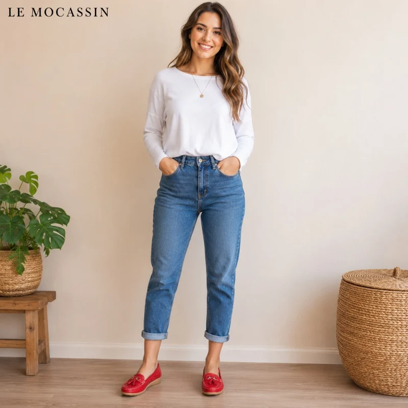 Mocassins Souples Ajourés À Glands Pour Femme