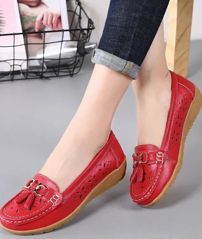 Mocassins Souples Ajourés À Glands Pour Femme