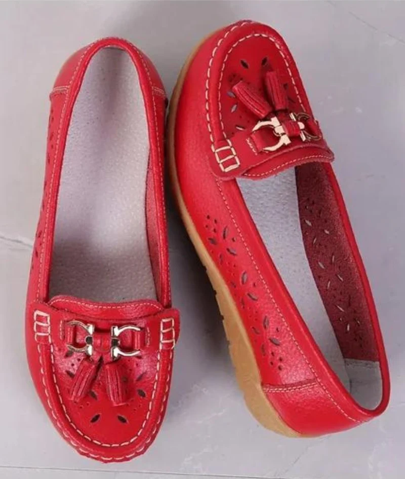 Mocassins Souples Ajourés À Glands Pour Femme