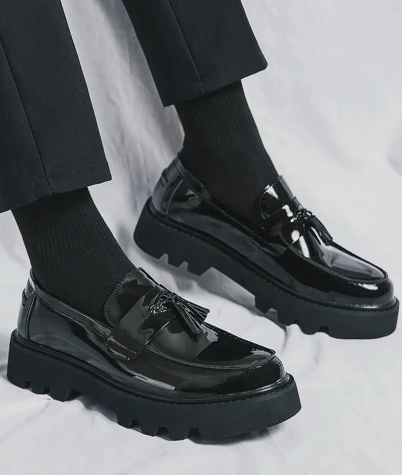 Mocassins Vernis À Plateforme Pour Hommes