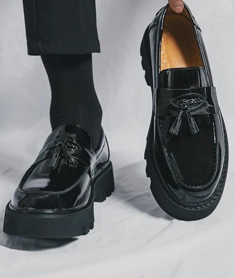 Mocassins Vernis À Plateforme Pour Hommes