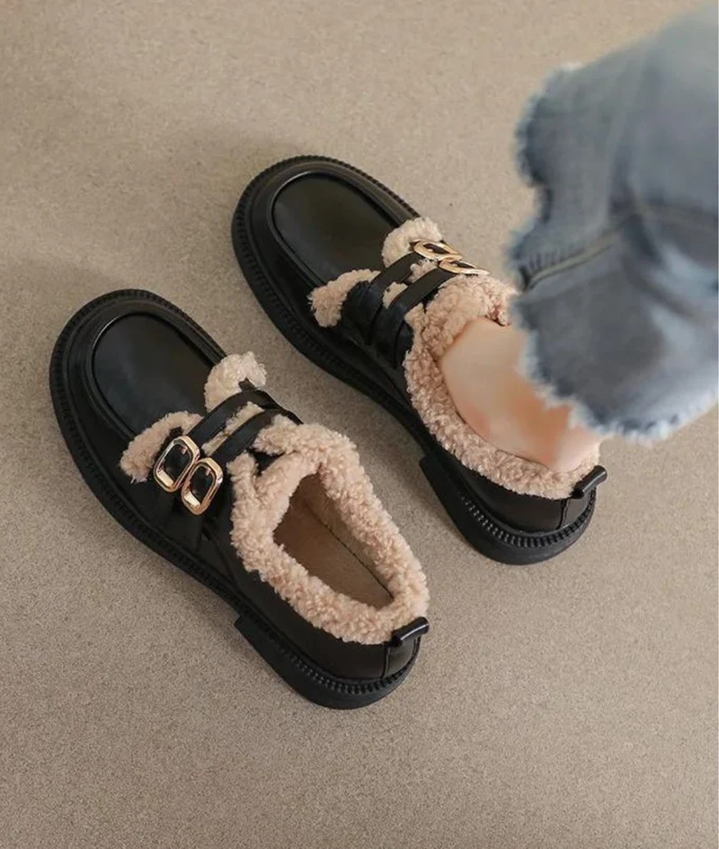 Mocassins Souples D’hiver En Bouclette Et Fourrure Pour Femmes