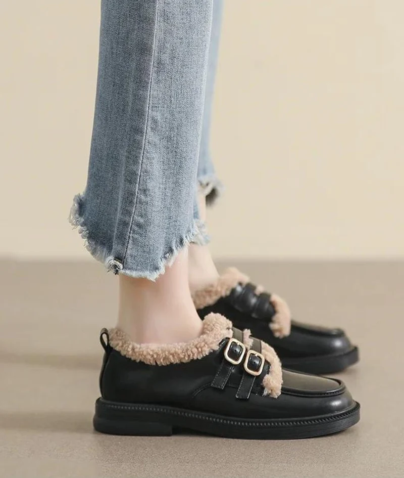 Mocassins Souples D’hiver En Bouclette Et Fourrure Pour Femmes