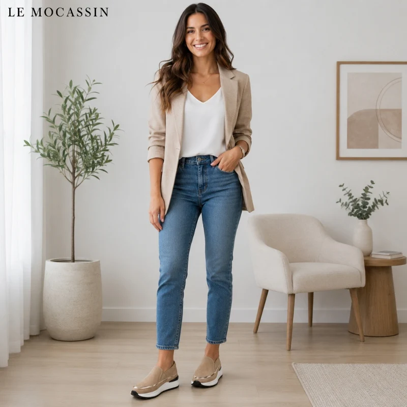 Mocassins Daim À Plateforme Compensée