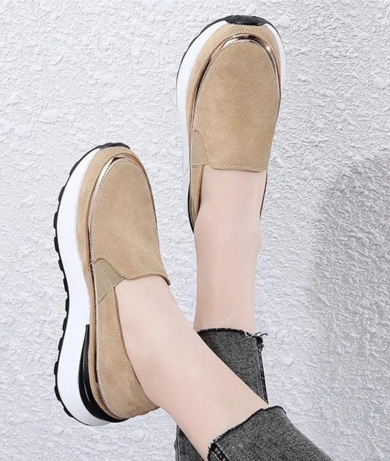Mocassins Daim À Plateforme Compensée