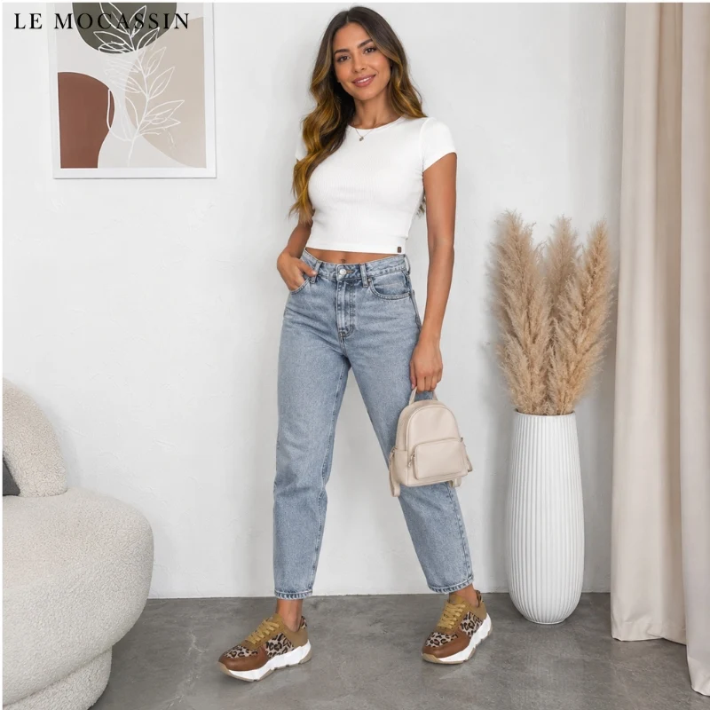 Mocassins Sport En Maille Motif Léopard Pour Femmes