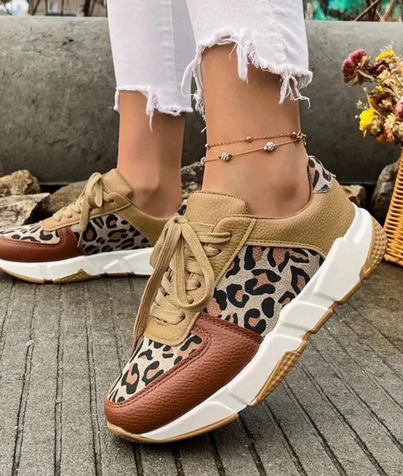 Mocassins Sport En Maille Motif Léopard Pour Femmes