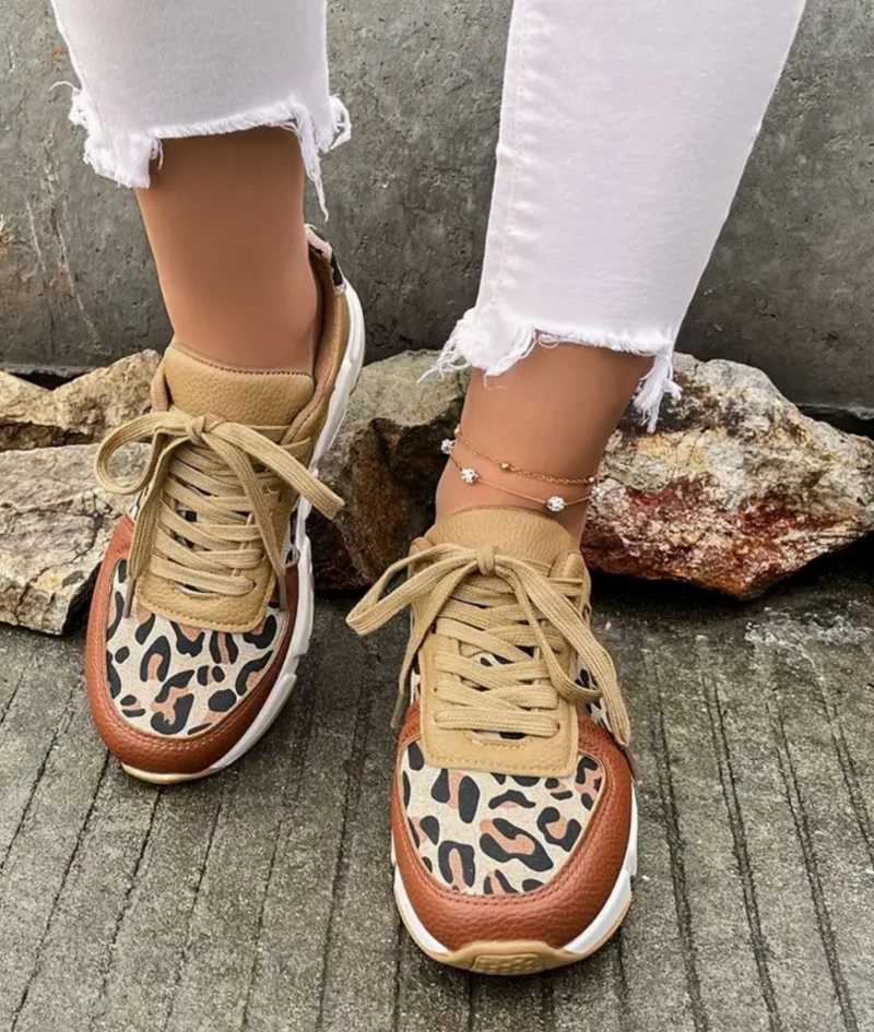 Mocassins Sport En Maille Motif Léopard Pour Femmes