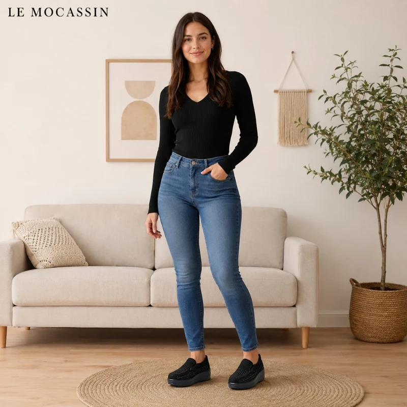 Mocassins Respirants À Talons Compensés Pour Femme
