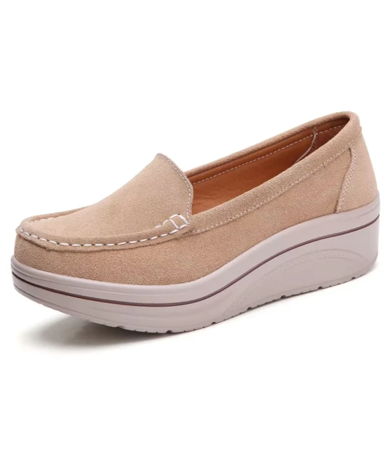 Mocassins Plateformes En Daim Synthétique Pour Femme