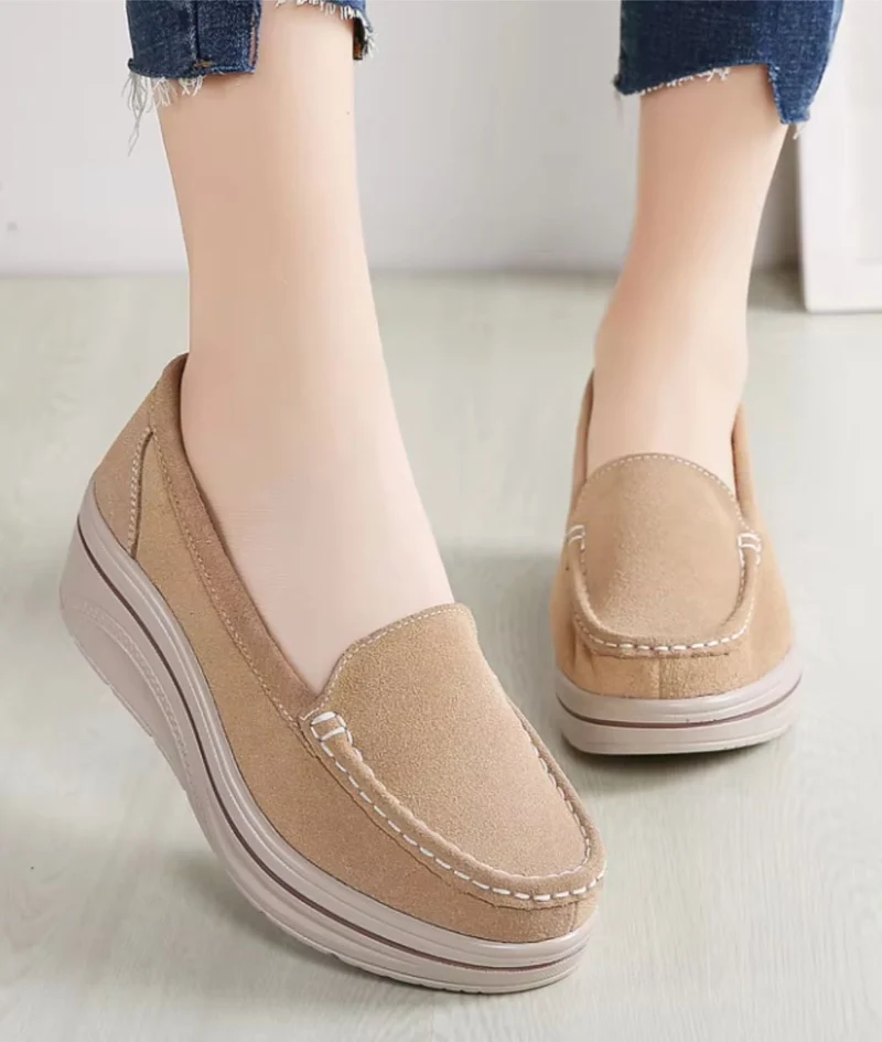 Mocassins Plateformes En Daim Synthétique Pour Femme
