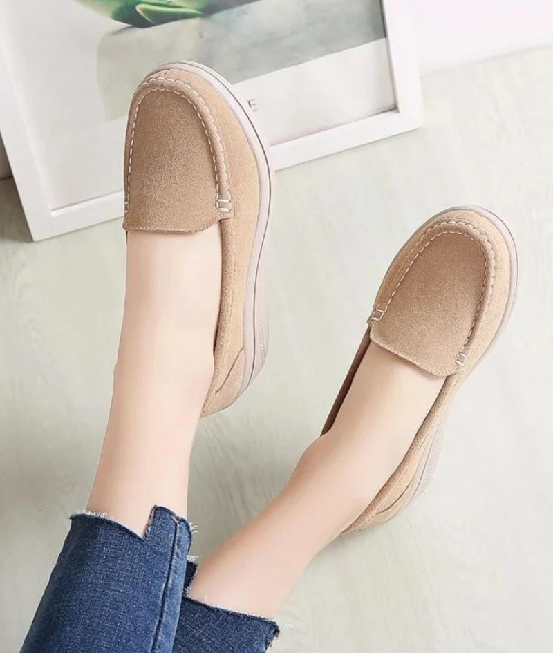 Mocassins Plateformes En Daim Synthétique Pour Femme