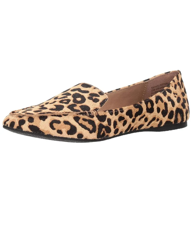Mocassins Pointus Pour Femmes Velours Imprimé Léopard