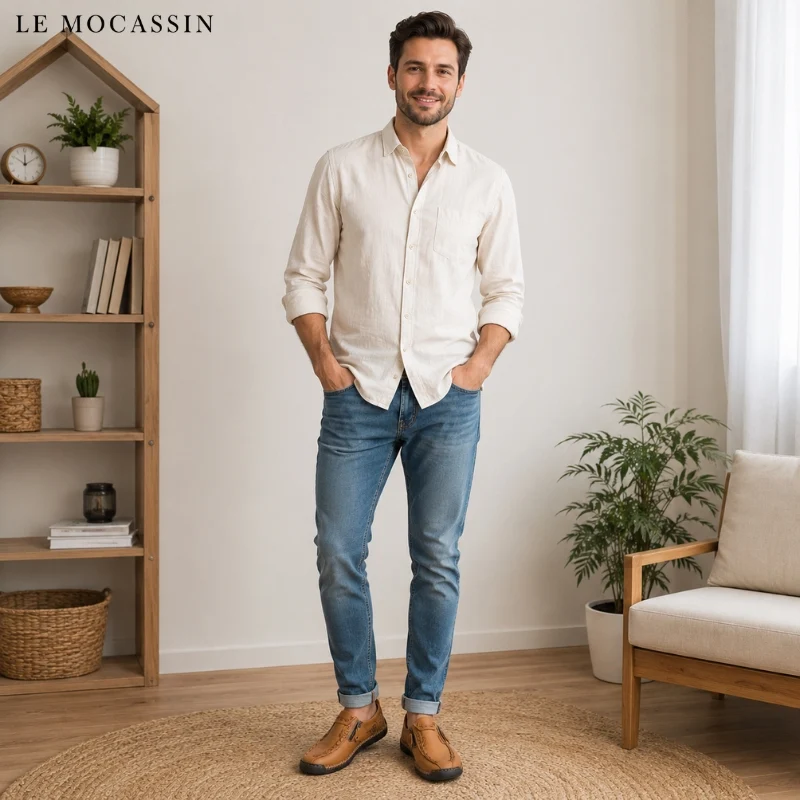Mocassins Plats En Cuir Synthétique Pour Hommes