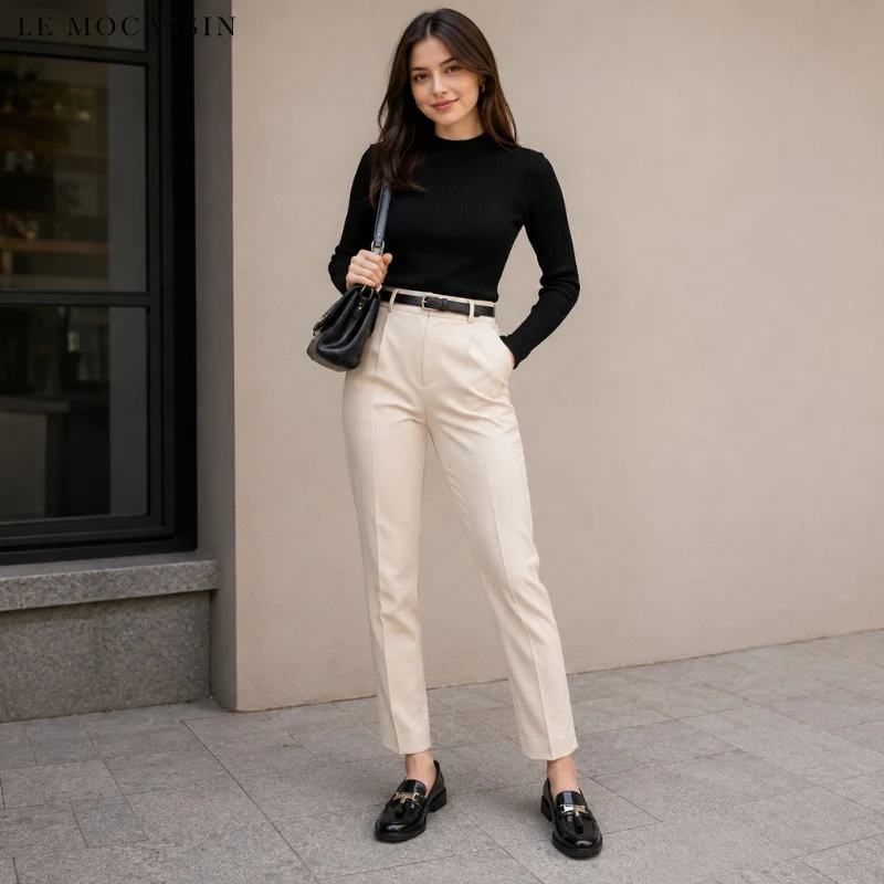 Mocassins Plats À Glands En Cuir Brillant Véritable Pour Femme