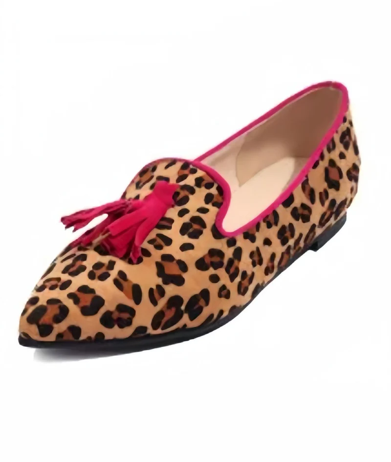 Mocassins Plats À Glands Imprimé Léopard Pour Femme