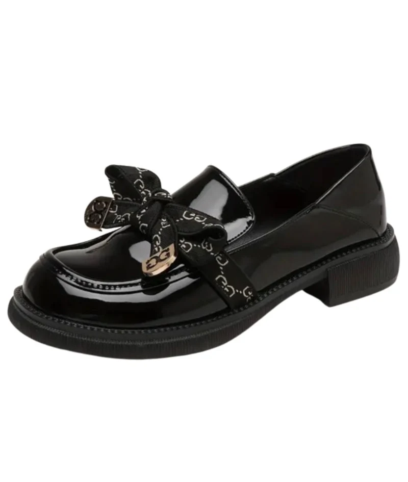 Mocassins Plateforme Nœud Papillon Noir Pour Femmes