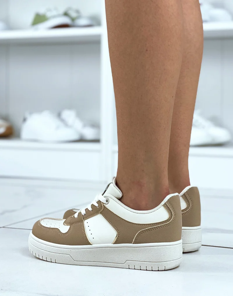 Baskets blanches et beiges