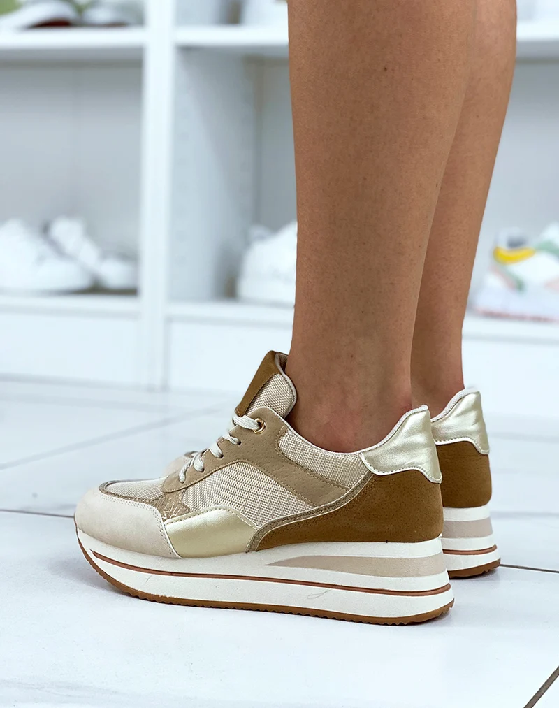 Baskets beiges avec talonnade