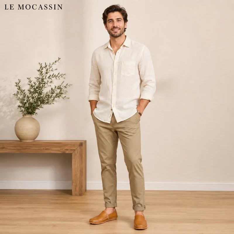 Mocassins Italiens En Cuir Véritable Pour Homme