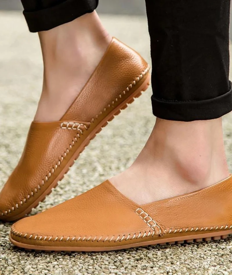 Mocassins Italiens En Cuir Véritable Pour Homme
