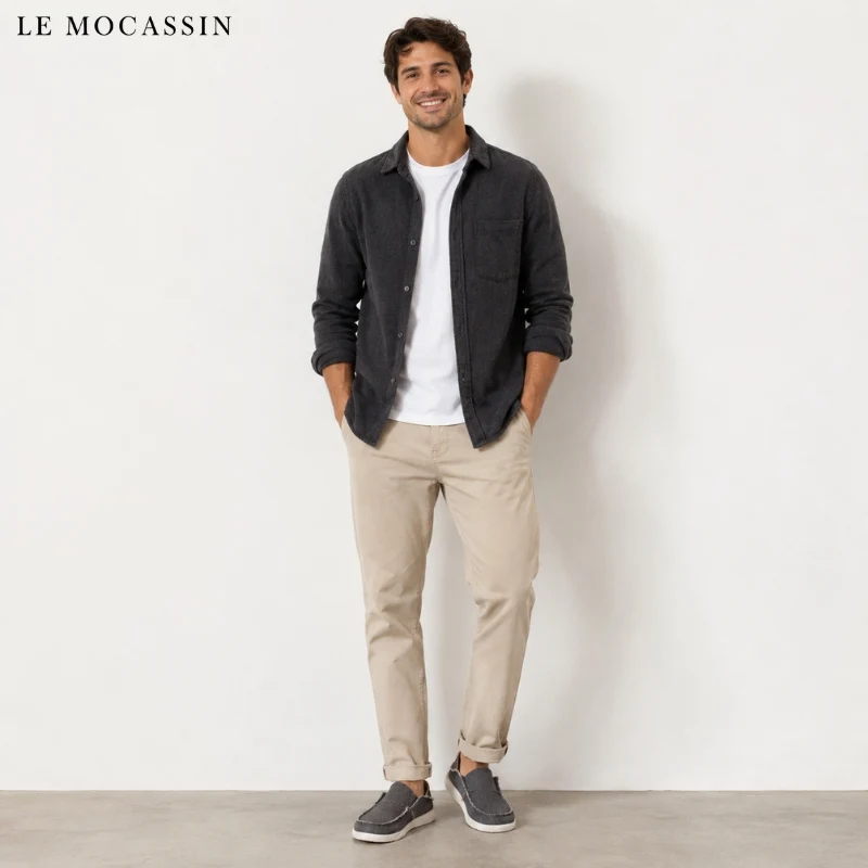 Mocassins Orthopédiques Avec Coutures Apparentes Pour Homme