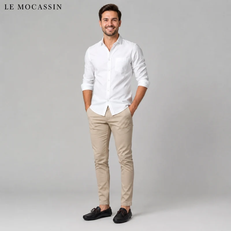 Mocassins Noirs Classiques En Cuir Synthétique Pour Homme