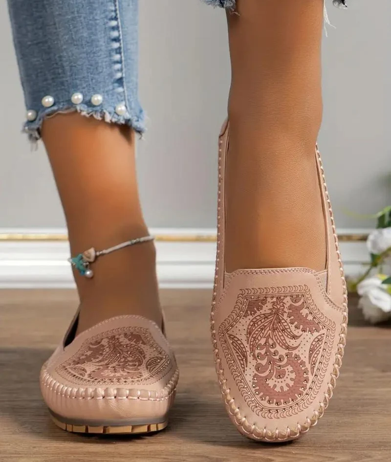 Mocassins Orthopédiques Ajourés En Cuir Synthétique Pour Femme