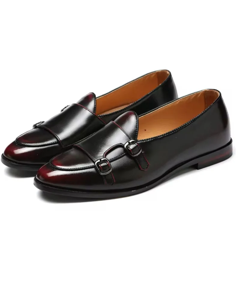Mocassins Noirs Vernis À Bordures Rouges Pour Hommes
