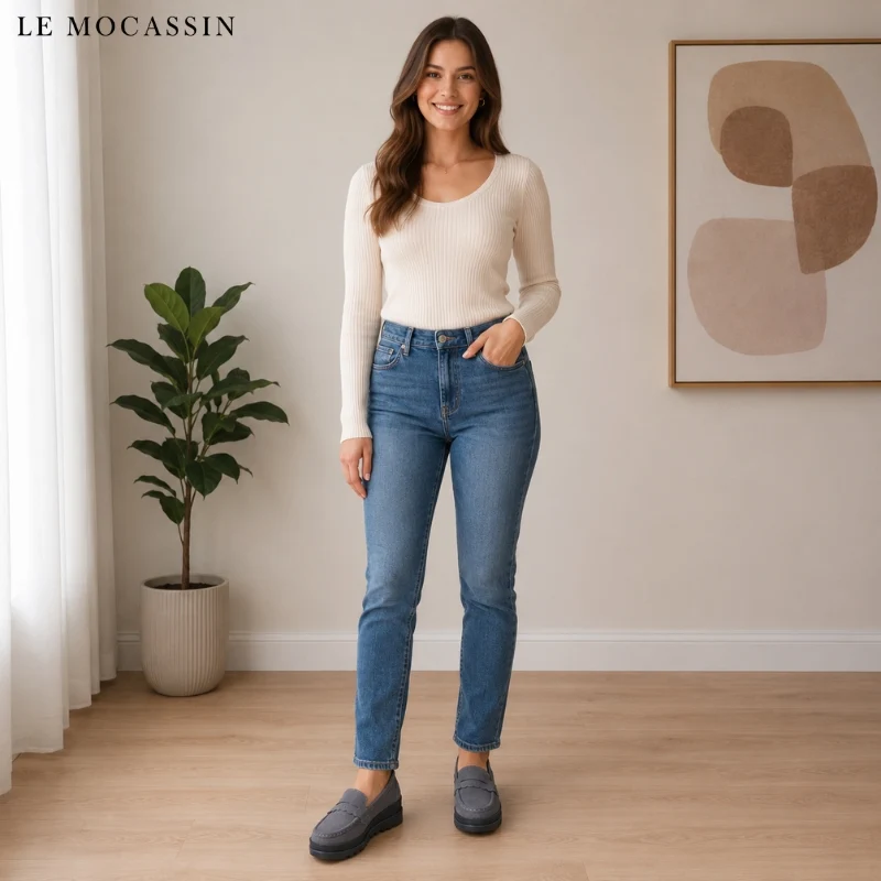 Mocassins Orthopédiques En Daim À Plateforme Pour Femme