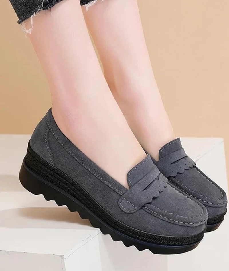 Mocassins Orthopédiques En Daim À Plateforme Pour Femme