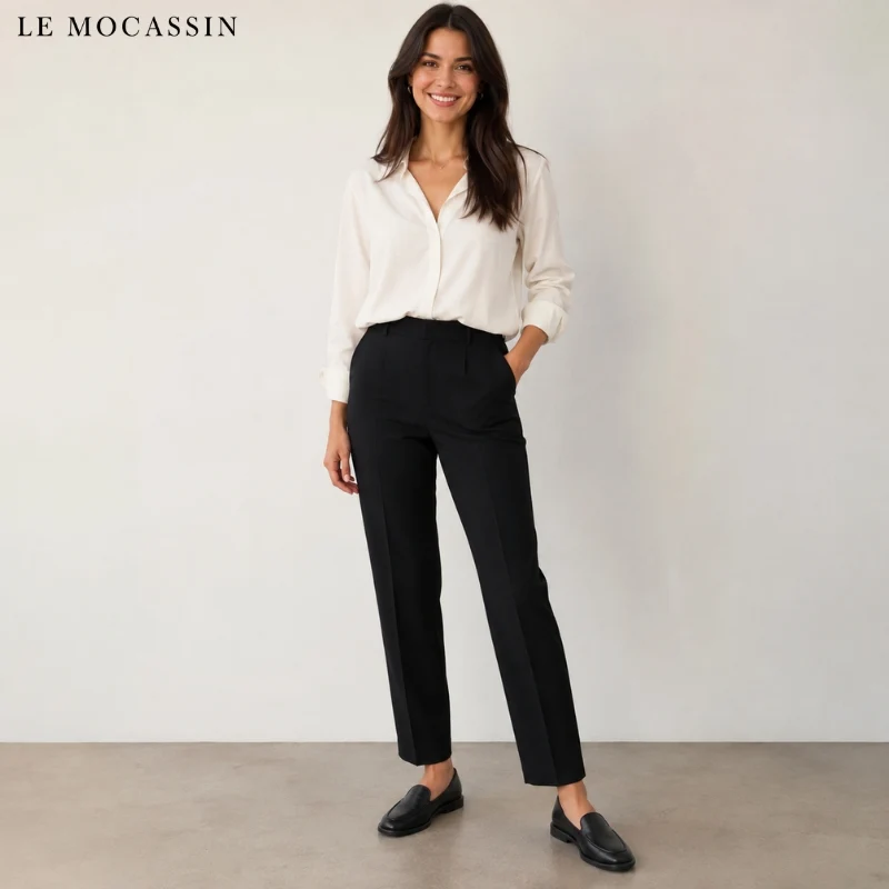 Mocassins Noirs Pour Femme En Cuir Véritable