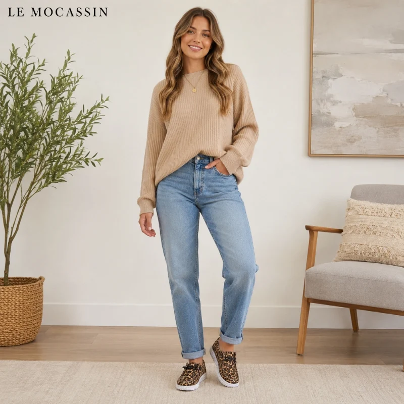 Mocassins Plats à Imprimé Léopard Pour Femmes