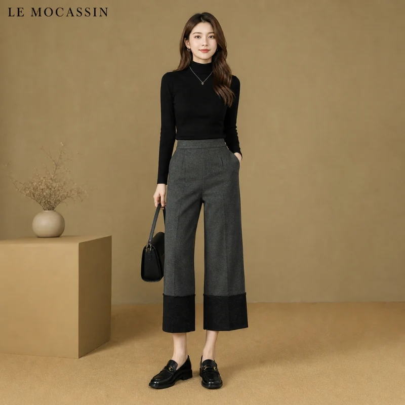 Mocassins Noirs À Talon Carré Avec Morsetti Simple Pour Femme