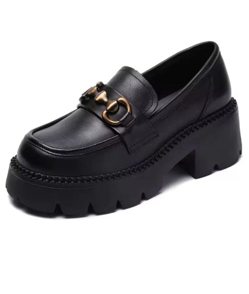 Mocassins En Cuir À Talons Et Mors