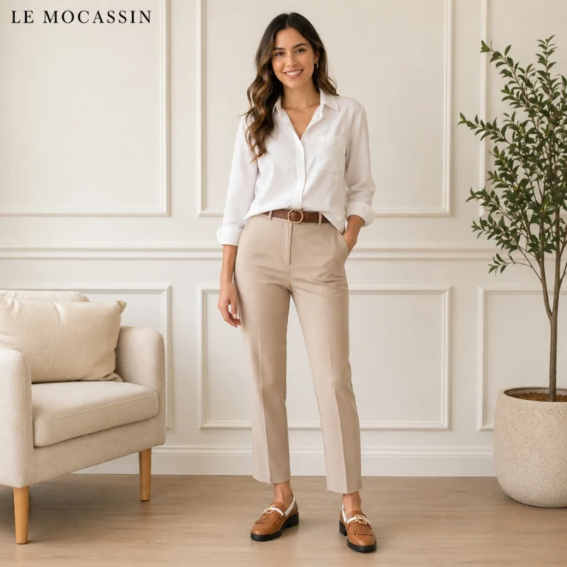 Mocassins Bicolores À Franges Avec Boucle
