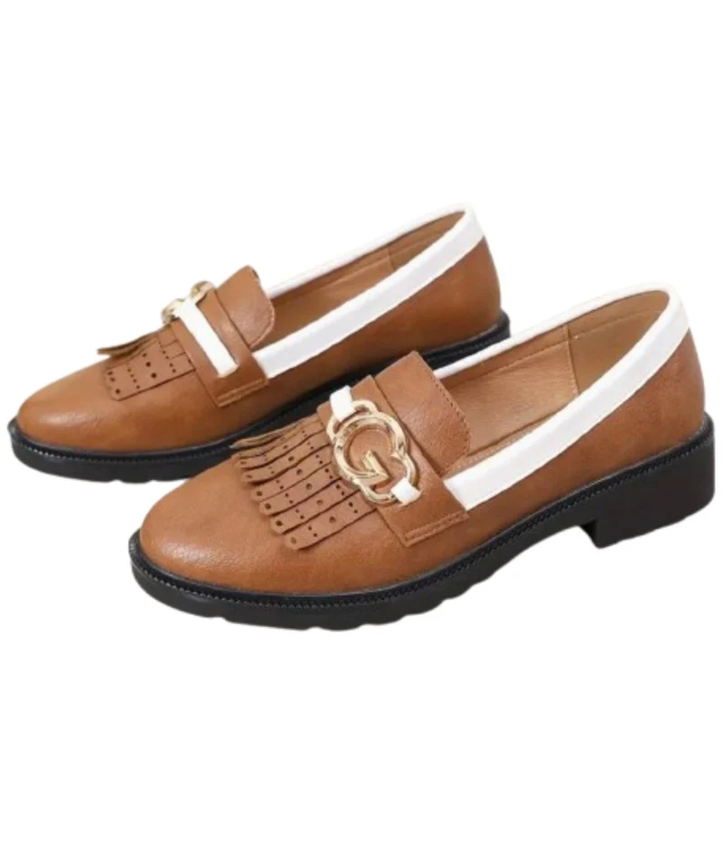 Mocassins Bicolores À Franges Avec Boucle