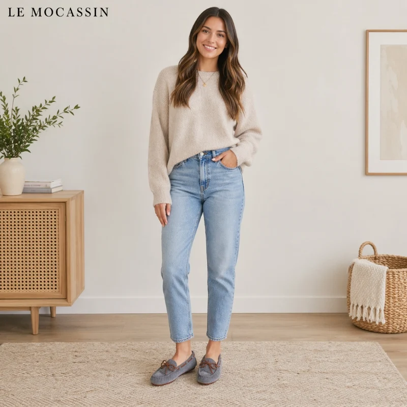 Mocassins Indiens À Lacets Et Franges