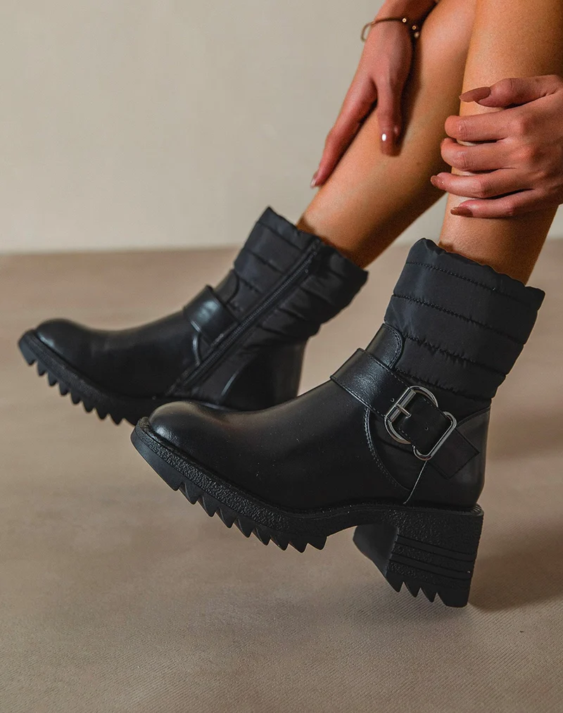 Bottines noires avec effet matelassé