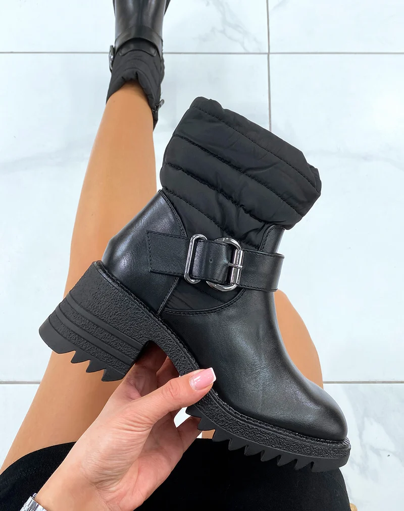 Bottines noires avec effet matelassé