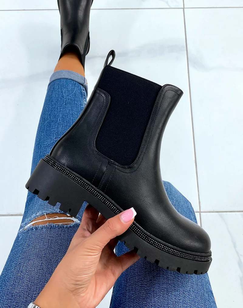 Bottines noires style chelsea boot avec élastique