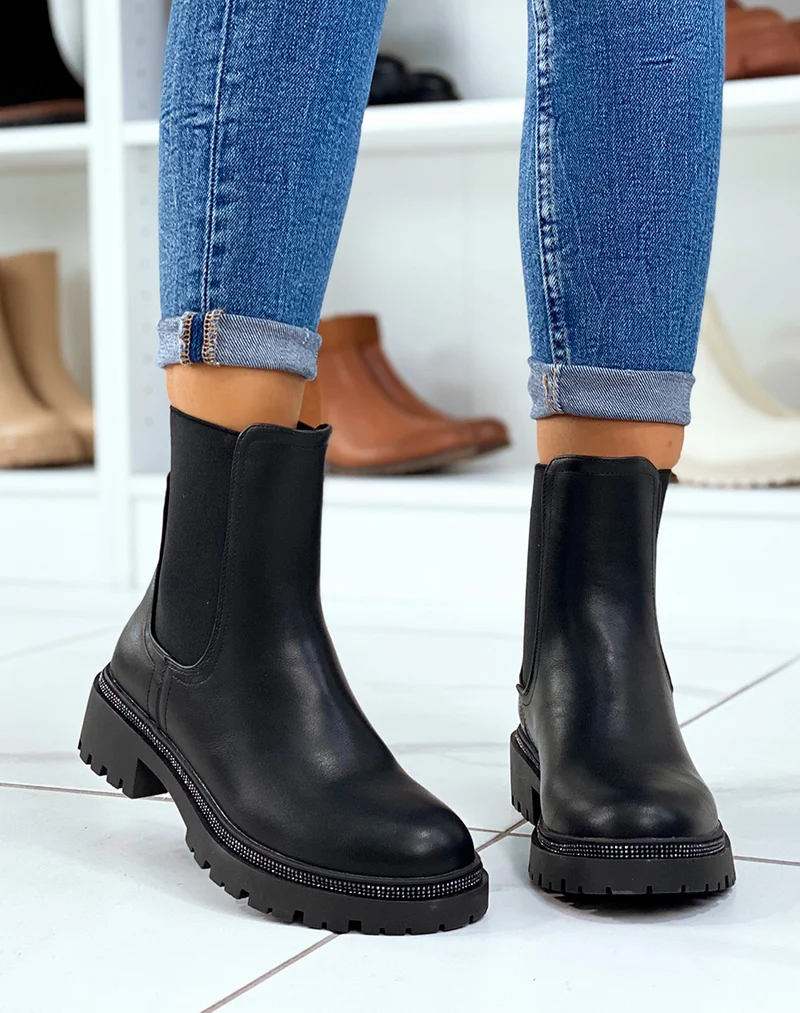 Bottines noires style chelsea boot avec élastique